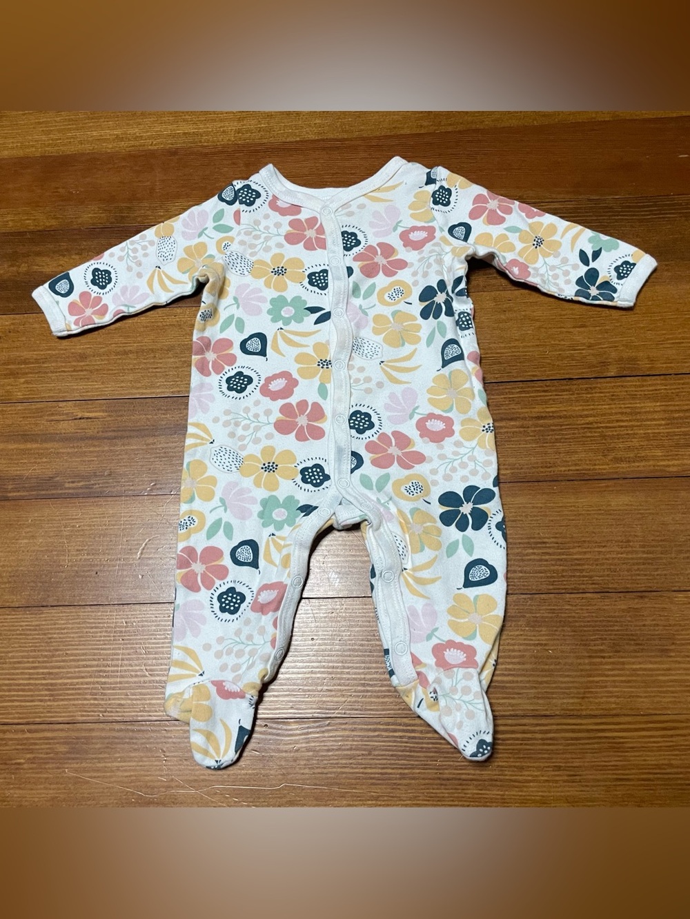 Sterling Baby Organic Cotton Pastel Floral Print Footed One-Piece Size 6 Months